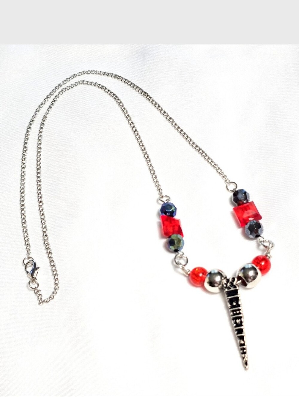 Silver-tone Gothic Style Beaded Necklace. Y2K Bohemian Style